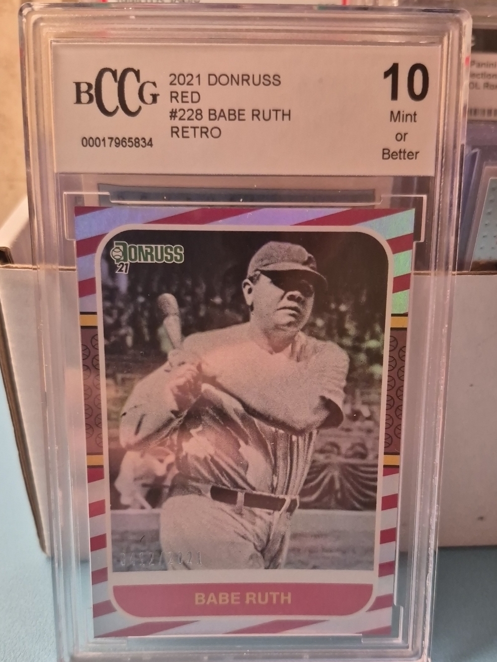 Panini Red Babe Ruth Donruss Style Baseball Card Beckett Grade 10